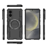 For Samsung Galaxy S25 Edge Magnetic Case WANLONFENG DJ Series PC TPU Phone Cover with 2Pcs Tempered Glass Film